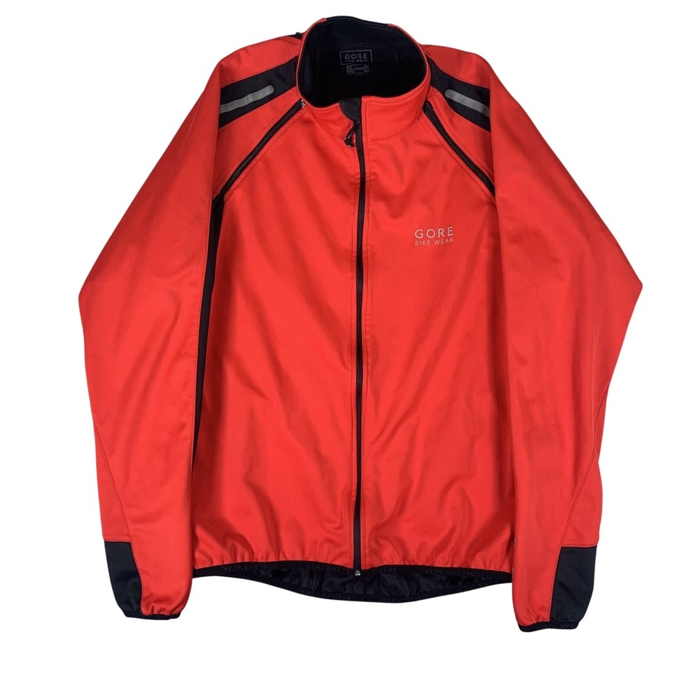 Gore Bike Wear Cycling Jacket Mens XL Red Windstopper Soft Shell Reflective